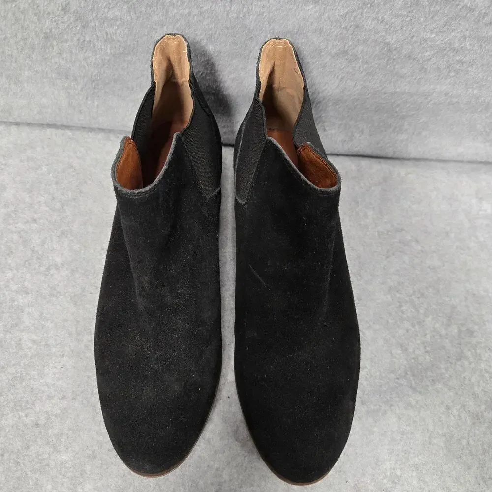 Lucky Brand Bellamy Black Suede Chelsea Ankle Booties Size 7
